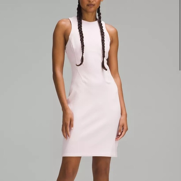 NWT Lululemon Ribbed Softstreme Slim-Fit Tank Dress in FUSP Flush Pink Size  4